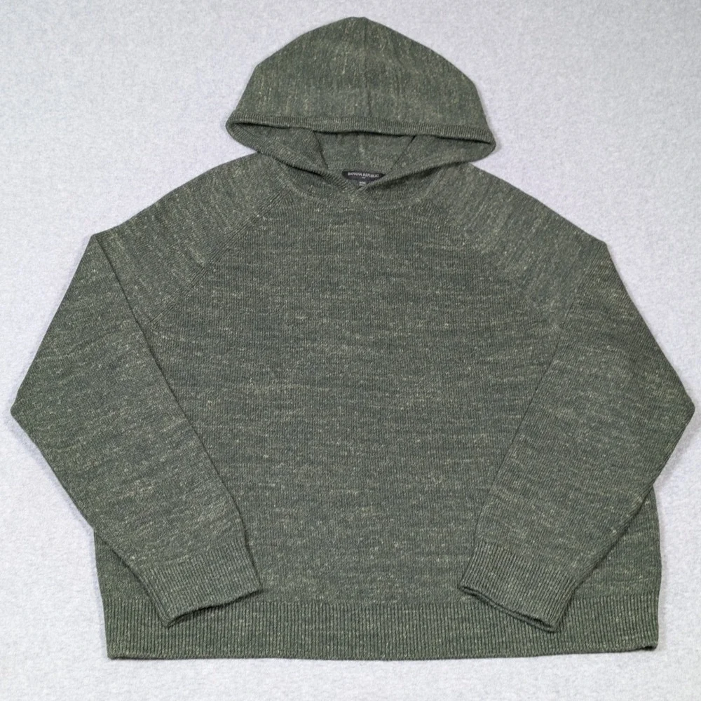 Banana Republic Knitted Popover Hoodie Sweater Mens 2XL XXL Pullover Green New